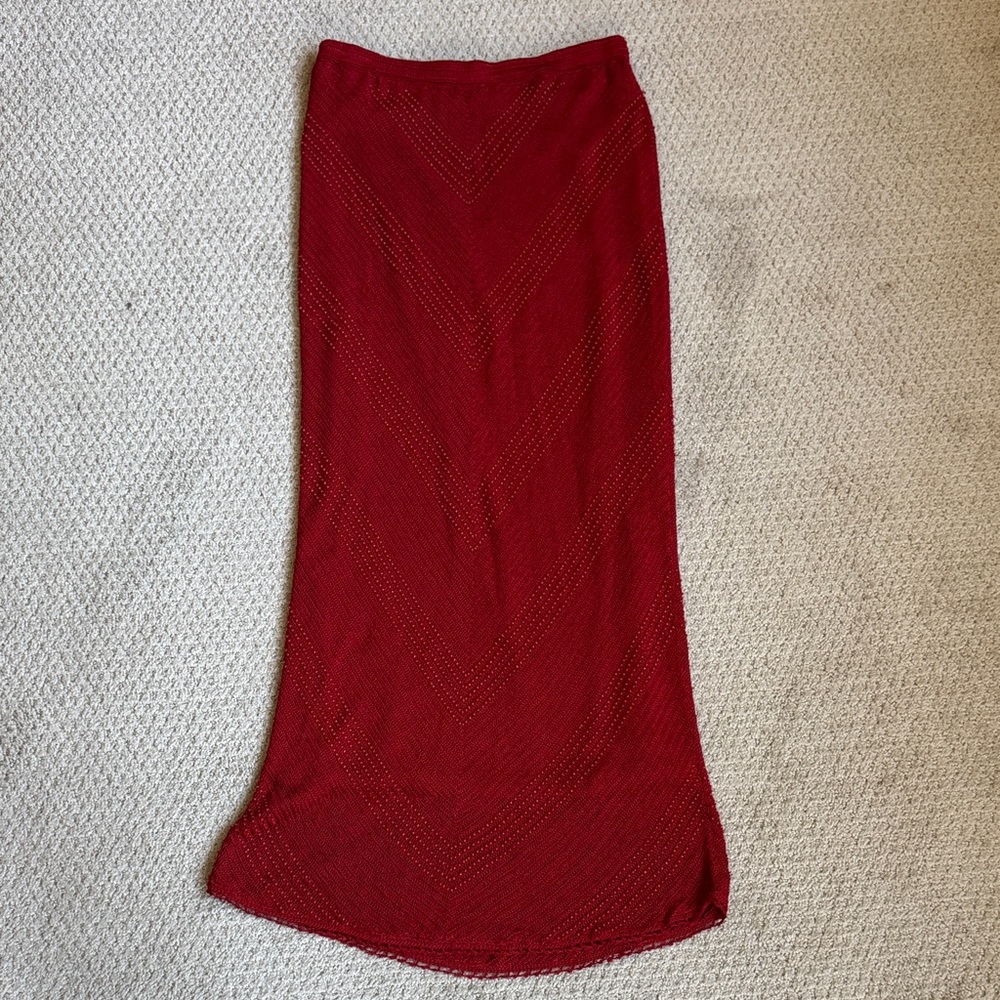 Chico's Red Beaded Maxi Skirt